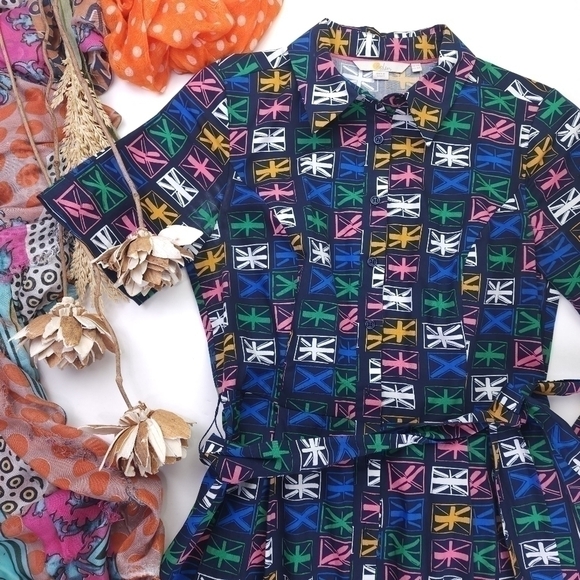 Boden Navy Patterned Dress Sz 4R - Picture 2 of 13